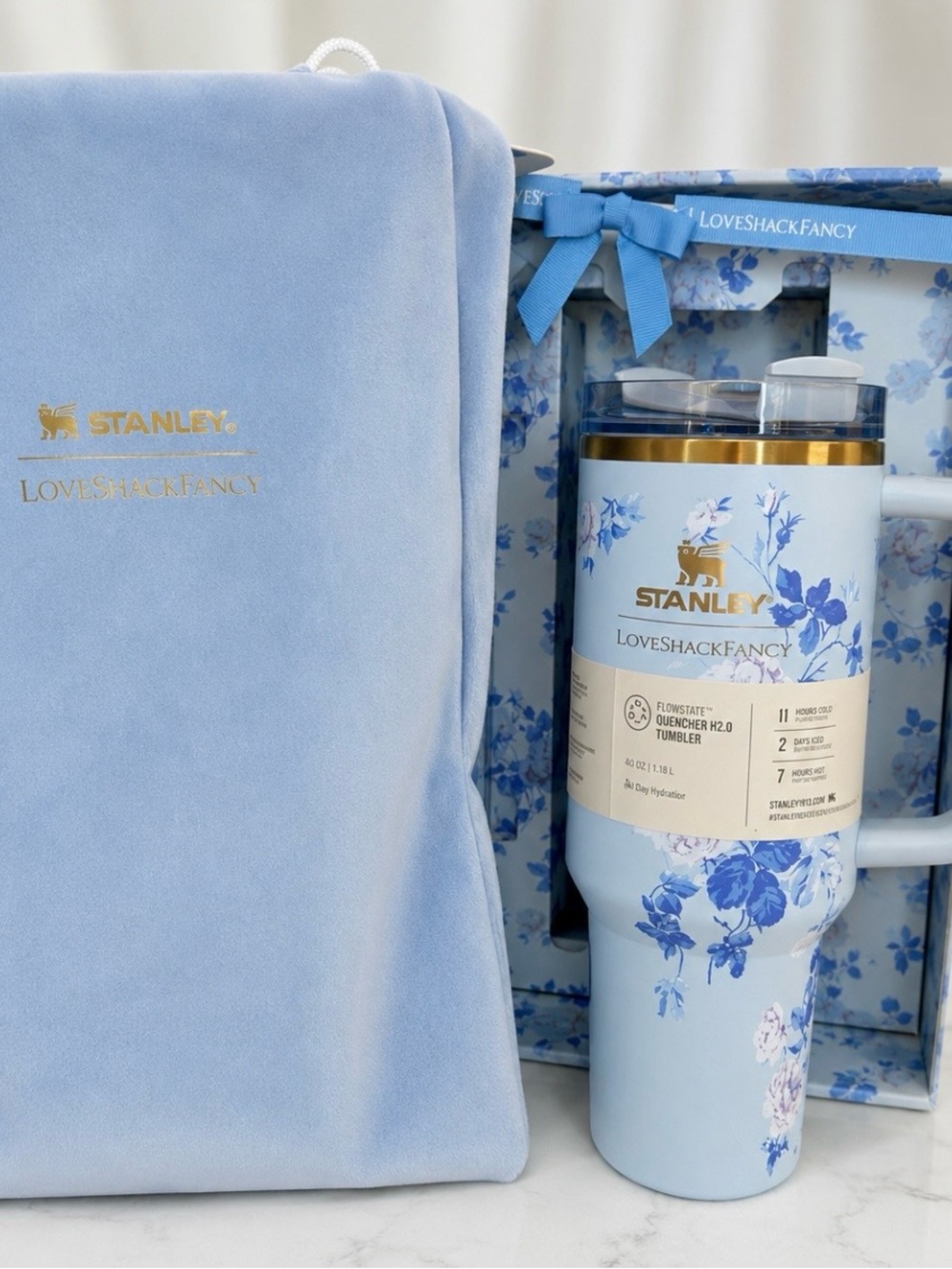 Stanley x LoveShackFancy 40oz Blue Floral Quencher NWT